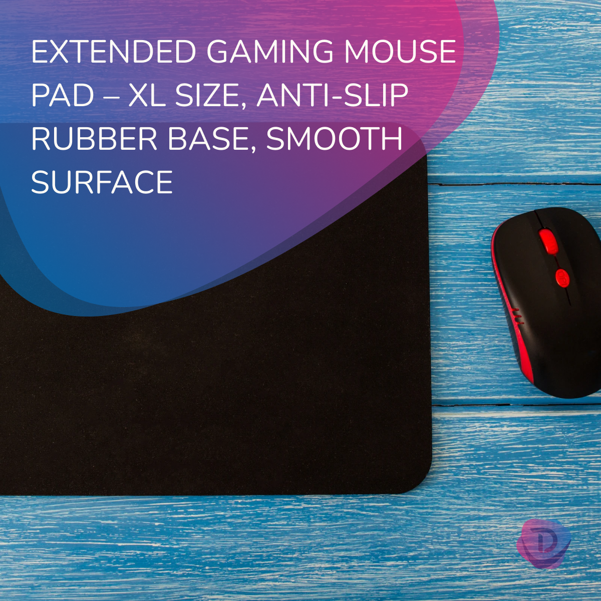 Extended Gaming Mouse Pad – XL Size, Anti-Slip Rubber Base, Smooth Surface